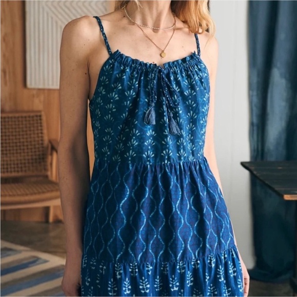Faherty Sun Chaser Tiered Maxi Dress Size Small Blue Sleeveless Sundress New NWT - Picture 5 of 8
